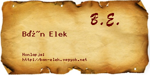 Bán Elek névjegykártya
